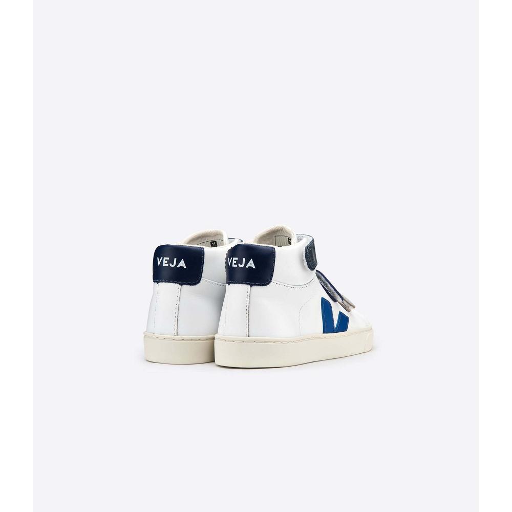 Veja ESPLAR MID LEATHER Høye Barn White/Blue | NO 683YXF